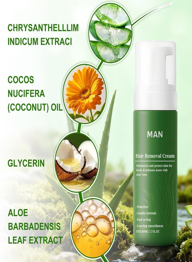 Berthg 2pc Man Hair Removal Cream with Natural Aloe Vera, Quick & Gentle for Face and Body, Moisturizing & Non-sticky Formula - Image 2